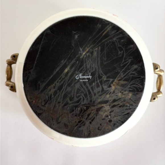 Vintage Normandy Taiwan Lily Floral Enamelware Dutch Oven Cookware - Picture 6 of 8